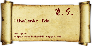 Mihalenko Ida névjegykártya